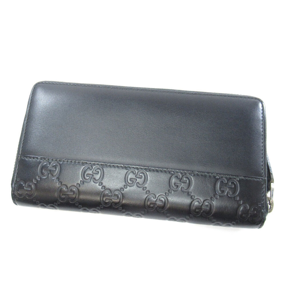 Gucci Leather Long Wallet GG Black